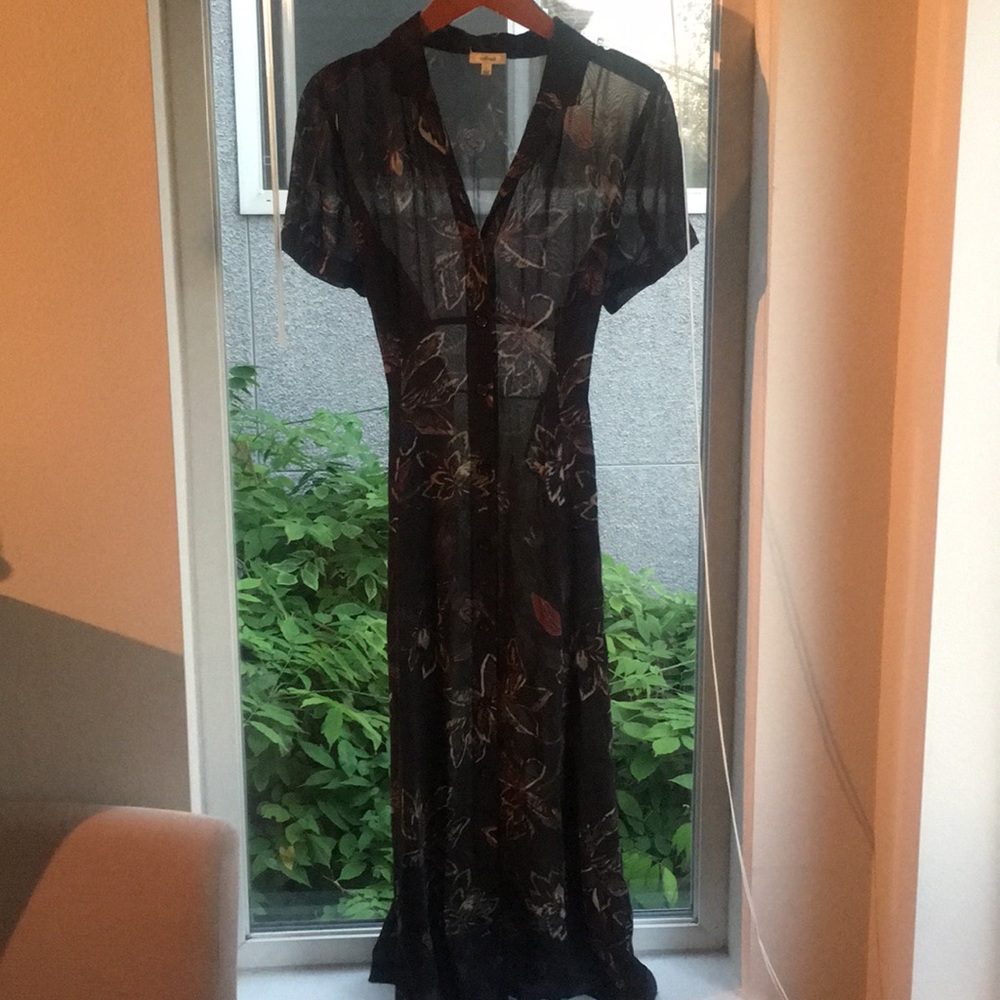 Wilfred sheer button-up dress w/romper slip